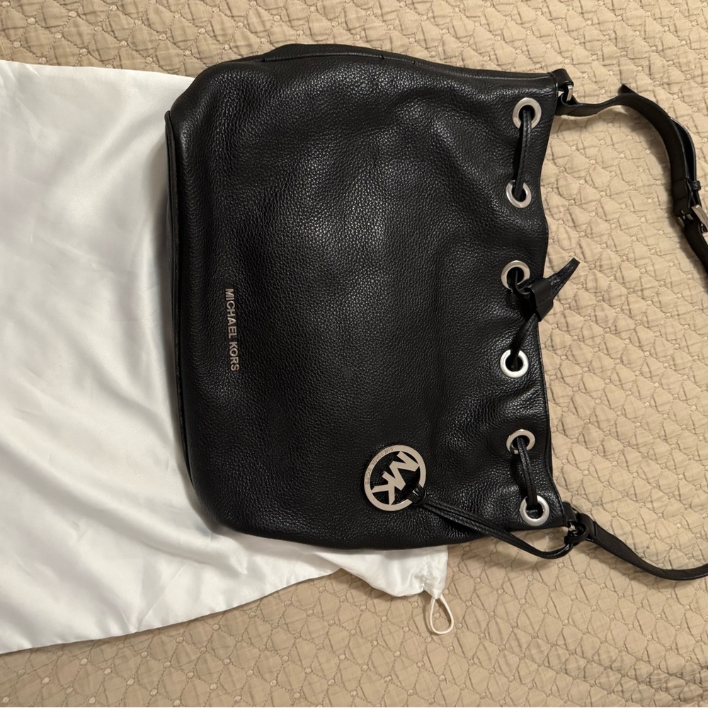 Michael Kors Black Pebbled Leather Shoulder Bag